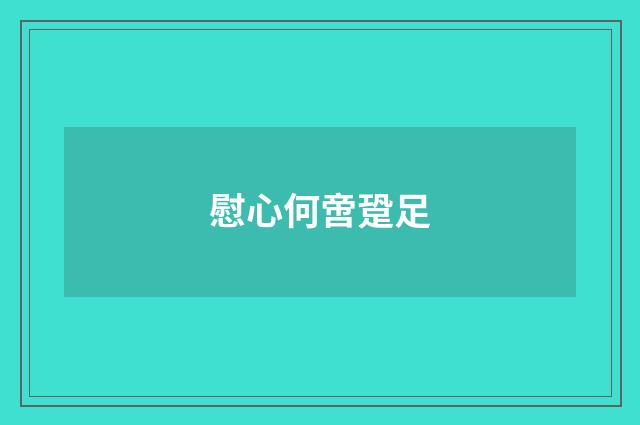 慰心何啻跫足