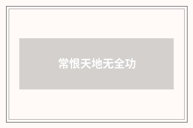 常恨天地无全功