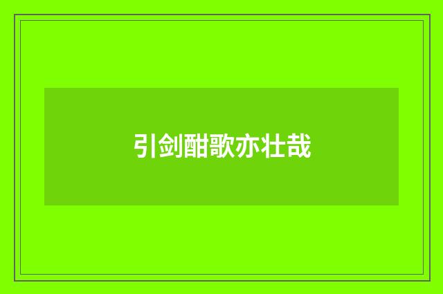 引剑酣歌亦壮哉