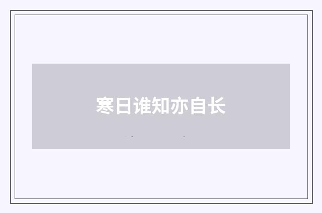 寒日谁知亦自长