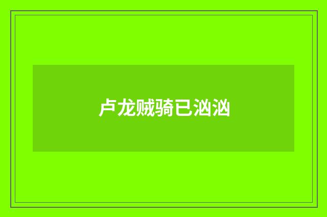 卢龙贼骑已汹汹