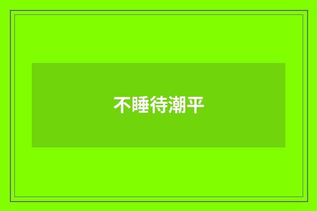 不睡待潮平