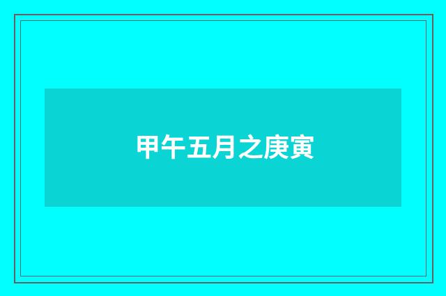 甲午五月之庚寅