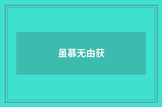 虽慕无由获