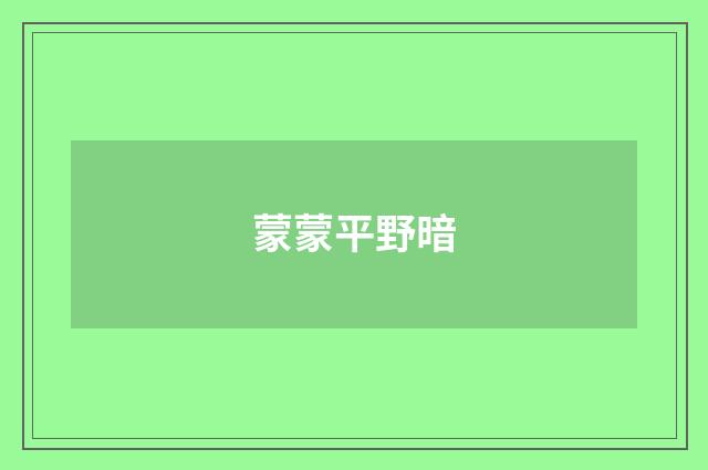 蒙蒙平野暗