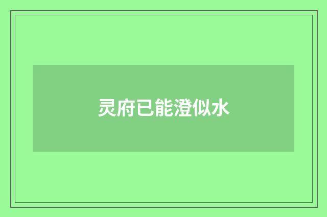 灵府已能澄似水