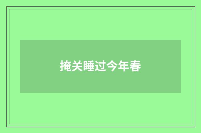 掩关睡过今年春