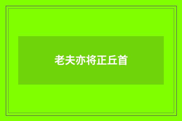 老夫亦将正丘首