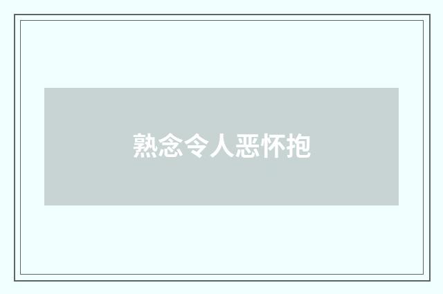 熟念令人恶怀抱