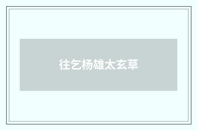 往乞杨雄太玄草