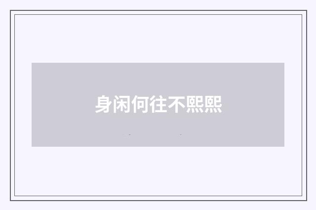 身闲何往不熙熙