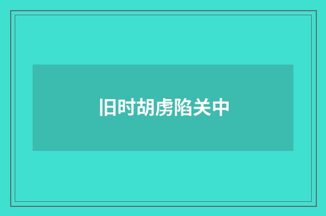 旧时胡虏陷关中