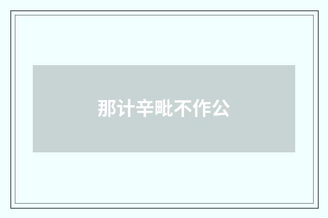那计辛毗不作公