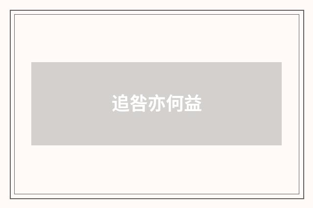 追咎亦何益