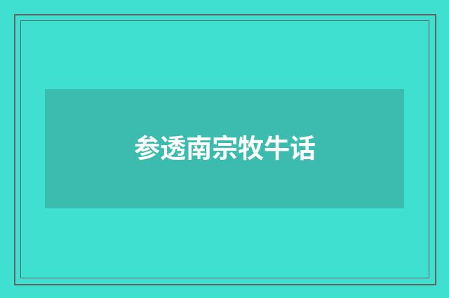 参透南宗牧牛话