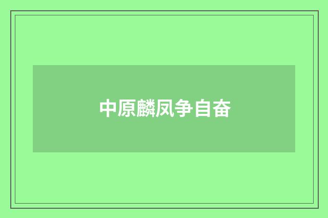 中原麟凤争自奋