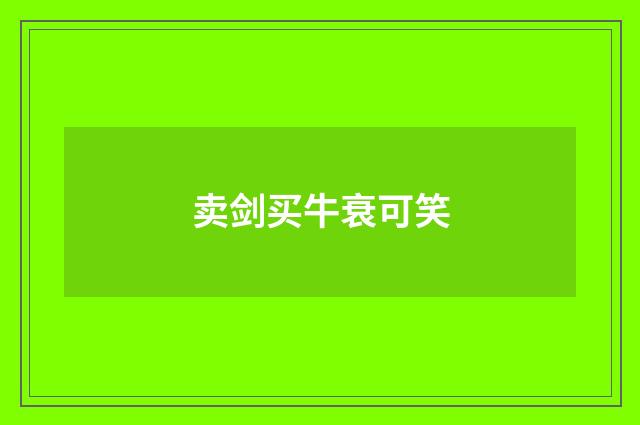 卖剑买牛衰可笑