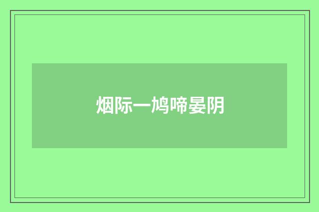 烟际一鸠啼晏阴