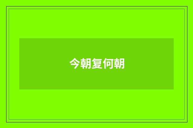 今朝复何朝