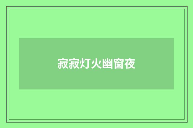 寂寂灯火幽窗夜