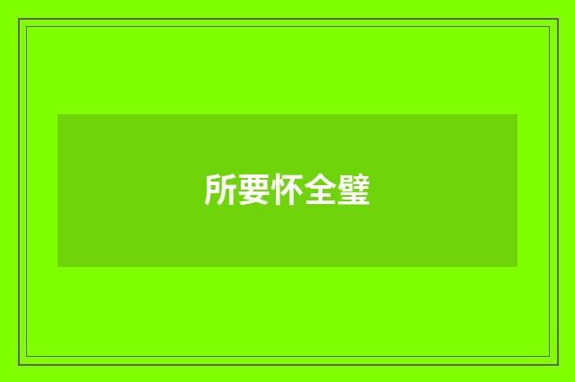 所要怀全璧