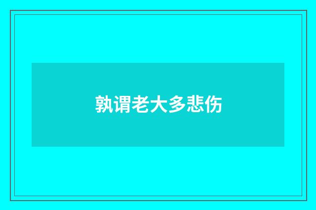 孰谓老大多悲伤