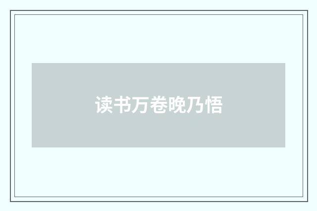 读书万卷晚乃悟