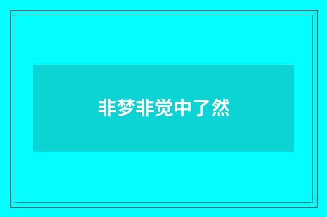 非梦非觉中了然