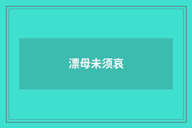 漂母未须哀