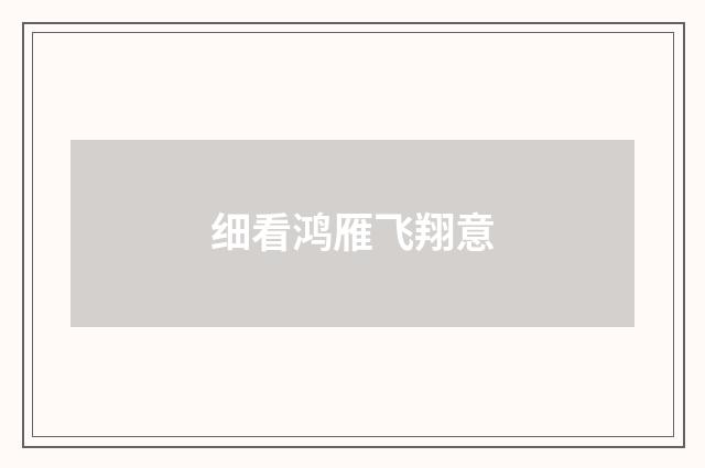 细看鸿雁飞翔意