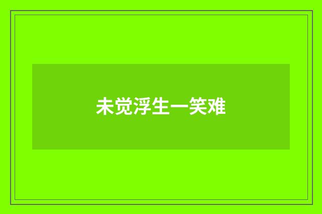未觉浮生一笑难