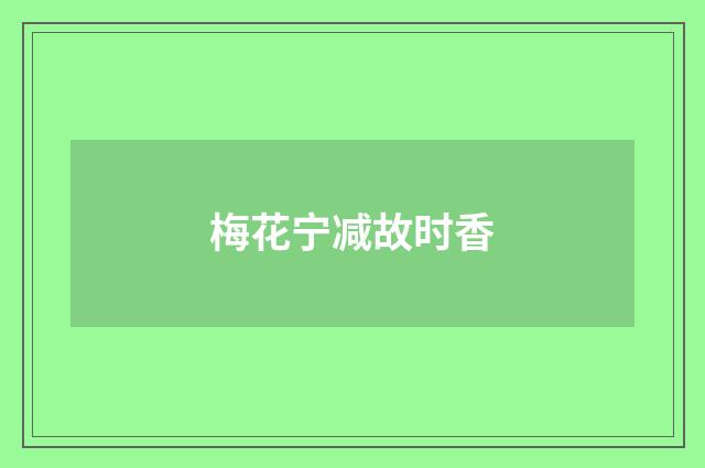 梅花宁减故时香