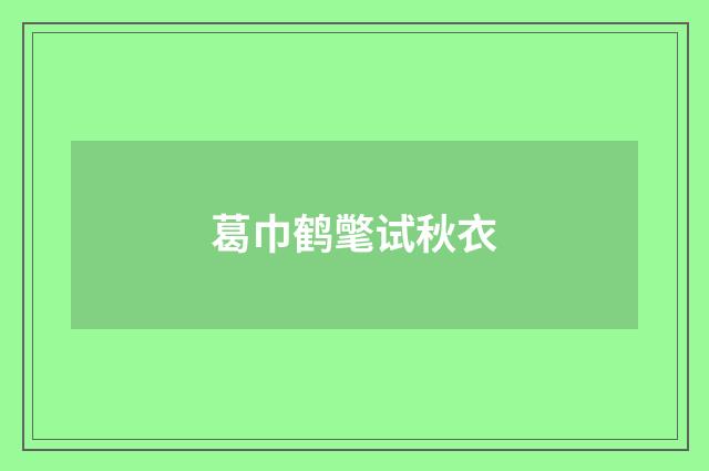葛巾鹤氅试秋衣