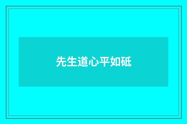 先生道心平如砥