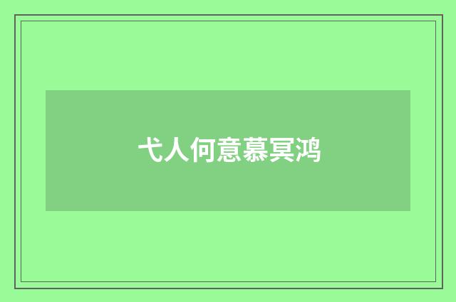 弋人何意慕冥鸿