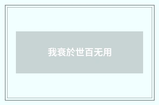 我衰於世百无用