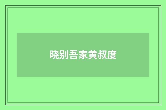 晓别吾家黄叔度