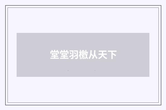 堂堂羽檄从天下