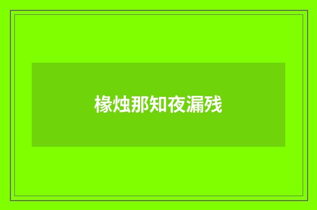 椽烛那知夜漏残