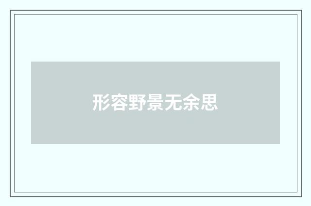形容野景无余思