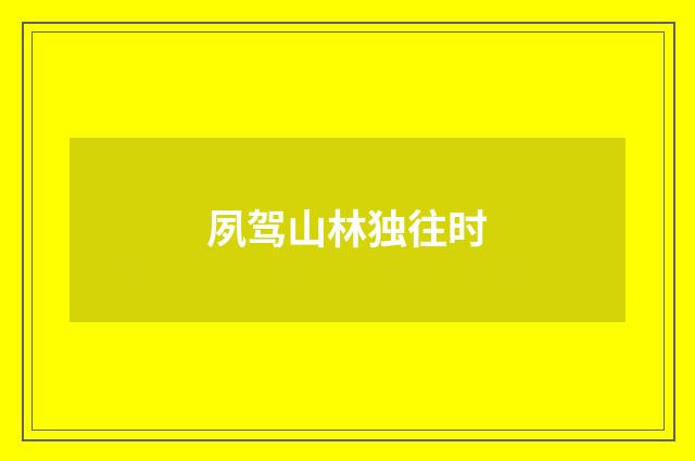 夙驾山林独往时