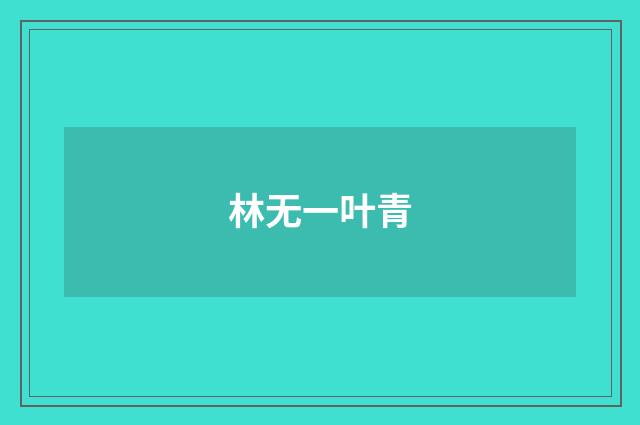 林无一叶青