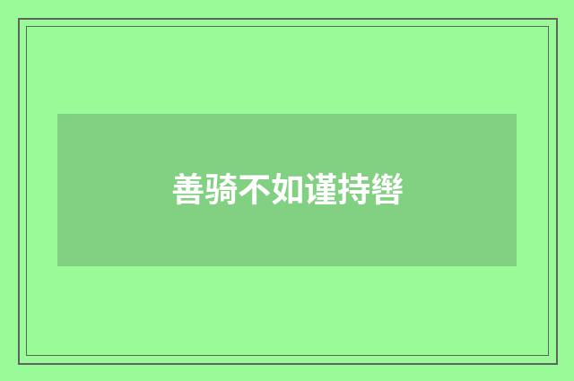 善骑不如谨持辔