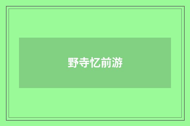 野寺忆前游