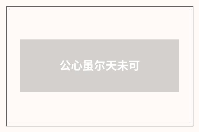 公心虽尔天未可