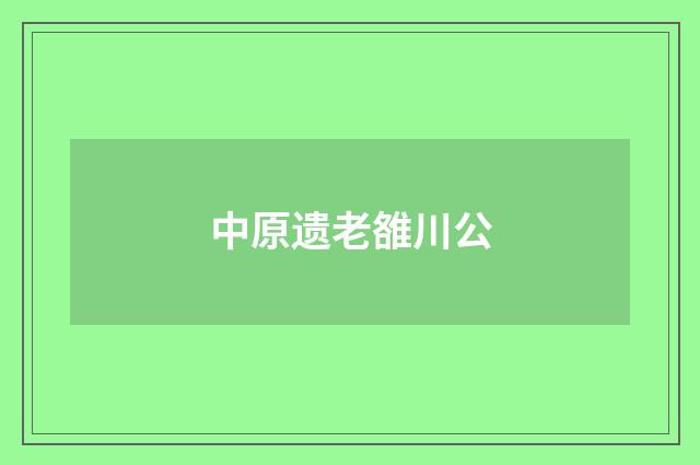中原遗老雒川公