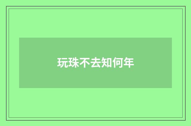 玩珠不去知何年