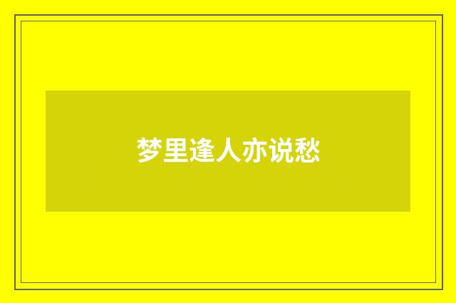 梦里逢人亦说愁