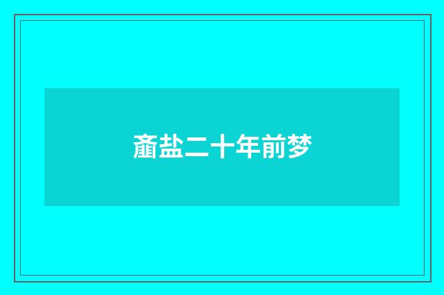 齑盐二十年前梦