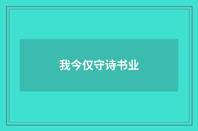 我今仅守诗书业